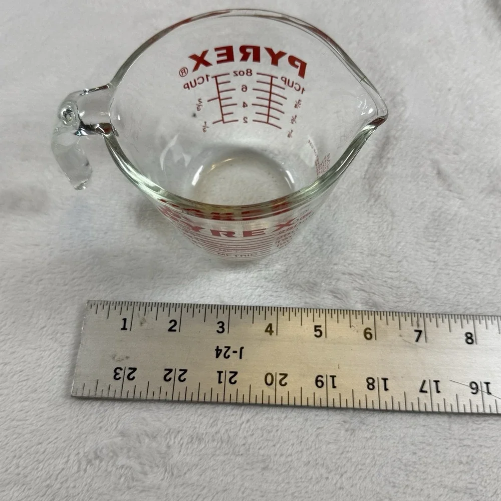 Vintage Pyrex 508 1 Cup Glass Measuring Cup Red Lettering USA Corning Metric